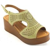 Bags Shoes Venüs 2113604Y Kadın Günlük Hakiki Deri Dolgu Taban Ayakkabı - Yeşil