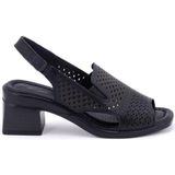 Bags Shoes Venüs 2311503Y Kadın Hakiki Deri Kalın Orta Topuklu Yazlık Ayakkabı - Siyah