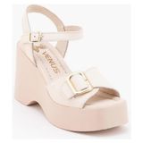 Bags Shoes Venüs 2311532Y Kadın Hakiki Deri Platformlu Dolgu Taban Bant Ayarlı Topuklu Sandalet - Bej