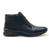 Bags Shoes Venüs 24402004K Hakiki Deri Ultra Comfort Anatomik Esnek Taban Kadın Günlük Çift Fermuarlı Bot - Siyah