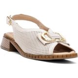 Bags Shoes Venüs 2512003Y Kadın Hakiki Deri Kısa Topuklu Yazlık Ayakkabı - Bej