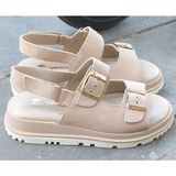 Bags Shoes Venüs 25470010Y Kadın Hakiki Deri Ayarlanabilir Çift Bantlı Anatomik Comfort Taban Günlük Sandalet - Bej - Süet