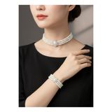BagsMadame İncili gümüş kaplama tasma choker kolye bileklik takım özel tasarım inci kolye bileklik takım