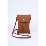 BagsMadame Kahverengi Mıknatıs Kapamalı Çapraz Telefon ve Omuz Çantası 20x13 Cm