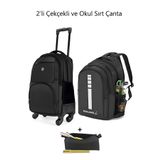BAGWELL 4 Tekerli Laptop Gözlü Çekçekli ve Ortopedik Sırtlı Okul Çantası Kalemlik Hediyeli