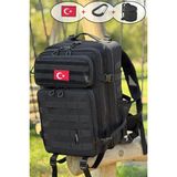 Bagworld Saraciye Askeri Taktik Sırt Çantası - Dağcı Kamp Çantası 45 Litre - Siyah - Siyah