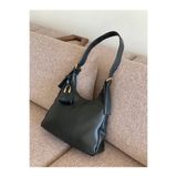 Bagzone Toka Detaylı Askılı Fermuarlı Minik Cüzdanlı Kadın Omuz Çantası 34cm + 22cm ölçülerde