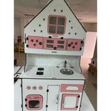 Bahadır Grup Özel Tasarım Büyük Boy Ahşap Oyuncak Mutfak Pembe-Beyaz