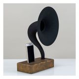 Bahar Aydınlatma Akustik Gramofon Eskitme Gold Ahşap Gövde / Siyah Metal Başlık - Ahşap Rengi