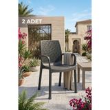 BAHAR BAHÇE PLASTİK EFES Rattan 2 Adet Plastik Bahçe ve Balkon Sandalyesi Gri