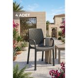 BAHAR BAHÇE PLASTİK EFES Rattan 4 Adet Plastik Bahçe ve Balkon Sandalyesi Gri