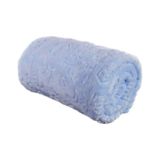 Bahar Bebek Beyaz Peluş Bebek Battaniyesi 100X120 mavi