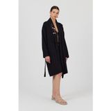 Bahar Dalı Nakışlı Siyah Pamuk Müslin Kimono, 100 cm | Tek Beden (38-42), %100 Pamuk Müslin, Dört Mevsim Kullanım, Bel Bağcıklı, Ev ve Plaj İçin
