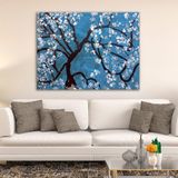 Bahar Dalları Yağlı Boya Dokulu Tablo 60X90 Gümüş Çerçeveli