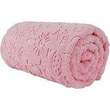 Bahar Soft Peluş Bebek Battaniyesi Yumuşak Doku 100 x 120 cm Düz Desen Kız Çocuklar İçin - Pembe