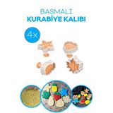 Bahar Temalı Meyve Ve Yaprak Kurabiye Kalıbı Cookies- 4'Lü Basmalı Şeker Hamur Kesici Ananas Çilek