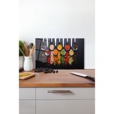 Baharat Çeşitli Cam Kesme Tahtası, Silikon Ayaklı, Isıya Kırılmaya Dayanıklı, Sunum Kesim Tablası - 30 x 45 cm