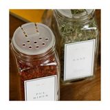 Baharat Kavanoz Seti – 12’li Kare Cam Kavanoz, Siyah Kapak & Etiketli Baharat Organizer Seti - standart