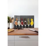 Baharatlı Cam Kesme Tahtası, Silikon Ayaklı, Isıya Kırılmaya Dayanıklı, Sunum Kesim Tablası - 23 x 35 cm