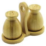 Baharatlik 2Pcs Şişe Modeli Ahşap Bambu Tuzluk Baharatlik Tutacakli Ahşap Stand