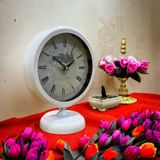 Bahat Beyaz Metal Ofis Salon Otel 25x20 cm K6 Masa Saati