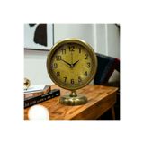 Bahat Eskitme Gold Metal Ofis Salon Otel Masa Saati 25*20 cm V3