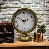 Bahat Eskitme Gold Metal Ofis Salon Otel Masa Saati 25*20 cm Y9