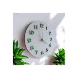 Bahat Fosforlu 3D Kabartma Rakam Ahşap Mini Küçük Camsız Beyaz Duvar Saati Çap 22 Cm Kek Kalıbı Hediyeli