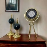 Bahat Gold Metal Ofis Salon Otel Ayaklı Masa Saati 26*45 cm M20