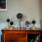 Bahat Gold Metal Ofis Salon Otel Ayaklı Masa Saati 26*45 cm M24