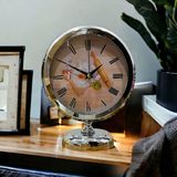 Bahat Krom Metal Ofis Salon Otel Masa Saati 25*20 cm V4