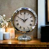 Bahat Krom Metal Ofis Salon Otel Masa Saati 25*20 cm V5