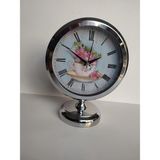 Bahat Krom Renkli Metal Ofis Salon Masa Saati 25*20 cm