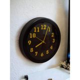 Bahat Metal Sarı Siyah Otel Ofis Salon Mutfak Duvar Saati Çap 26 cm