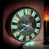Bahat Siyah Gold Yeşil Fosforlu Salon Ofis Otel Duvar Saati 40 cm
