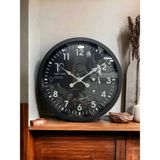 Bahat Siyah Metal Çerçeveli Atatürk Duvar Salon Ofis Saati Çap 60 cm