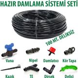 Bahçe 16X0,9MM 100 Metre Düz Damlama Borusu Sistemi Hazır Damlama Seti