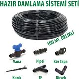 Bahçe 16X20 0,9mm 100 Metre Delikli Damlama Borusu Sistemi Hazır Damlama Seti
