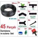 Bahçe Bitki Fidan Sulama Damlalama Seti 45 Parçalı Hortum Boru Nozul Ve Boru Bağlantı Aparatları