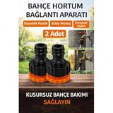 Bahçe Hortum Bağlantı Aparatı, Universal Uyumlu Musluk Adaptörü, 1/2'' - 3/4'', Dayanıklı Plastik, 2 Adet