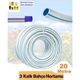 Bahçe Hortumu 20 Metre 3 Katlı Kalın Sağlam Çeşme Su Sulama Hortum Araç Araba Yıkama 12.5 Mm 1/2"