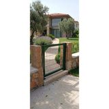 Bahçe Kapısı Panel Çit Kapı Üsten Mandallı 100 cm X100 cm Yeşil Renk Tel Göz Aralığı 5X15CM Pevrazlı - 100X100