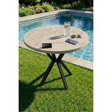 Bahçe Masası Ahşap Balkon Teras Cafe 90 Çap Yuvarlak Mutfak Yemek Masası 9826 Traverten (Sadece - Çok Renkli - Beyaz - Gold