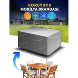 Bahçe Mobilya Koruma Masa Sandalye Kılıf Örtüsü Gri 160x100x75cm Su Geçirmez