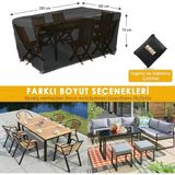 Bahçe Mobilyası Örtüsü, 200-160-74Cm, Ağır Hizmet Oxford Kumaş, Su Geçirmez, Dış Mekan Veranda Masa Örtüsü, Havalandırmalı Masa Ve Sandalye Koruma Kılıfı - Gri