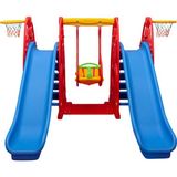 Bahçe Oyuncak Büyük Çocuk Salıncak Çift Kaydırak - Çocuk Oyun Parkı - Park Kaydırak - Park Salıncak - Kırmızı