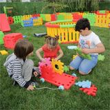 Bahçe Oyuncak Tekerlekli Arabalı Puzzle 12 Parça – Renkli Yapı Blokları – Eğitici ve Beceri Gelişim Oyuncağı