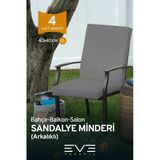 Bahçe - Salon - Balkon Arkalıklı Fermuarlı Bağlanabilir Yıkanabilir Sandalye Minderi 4 Adet