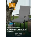 Bahçe - Salon - Balkon Arkalıklı Fermuarlı Bağlanabilir Yıkanabilir Sandalye Minderi 6 Adet
