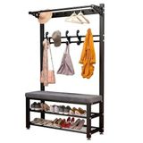 Bahçe Tezgahı Açık Dinlenme Alanı Daire Balkonlar Benchoutdoor Banklar Hava Koşullarına Dayanıklı Metal Saksı Dış Koltuk, (en:Ağır Hizmet Tipi Metal Portmanto Ayakkabı Tezgahı ve Kancalı 4'ü 1 Arada